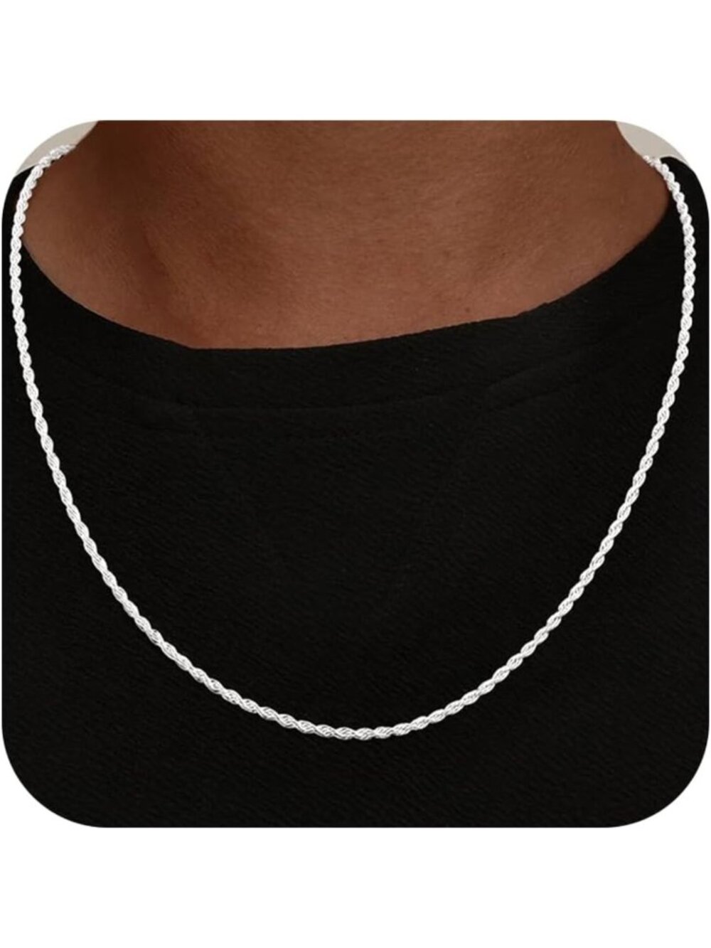 Sterling Silver Rope Chain Necklace for Men - 3mm, 4mm, 5mm Options Available